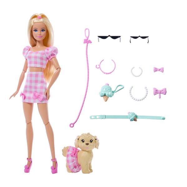 Produktbild: Barbie im Zwillingslook mit Schleife und Haustier
