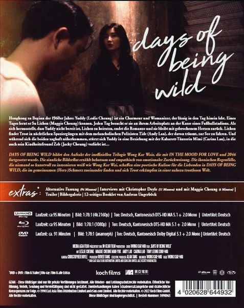 Produktbild: Days of Being Wild (Wong Kar Wai) - Special Edition (4K-Ultra HD) (+ Blu-ray2D) (+ DVD)