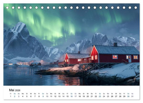 Produktbild: Aurora Borealis - Der Zauber der Nordlichter (Tischkalender 2026 DIN A5 quer), CALVENDO Monatskalender