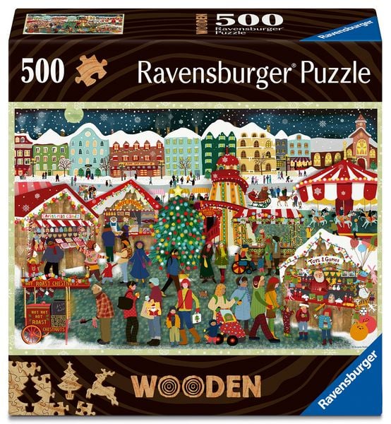Produktbild: WOODEN Puzzle - Weihnachtsmarkt - Holzpuzzle f&uuml;r Erwachsene mit 500 Teilen