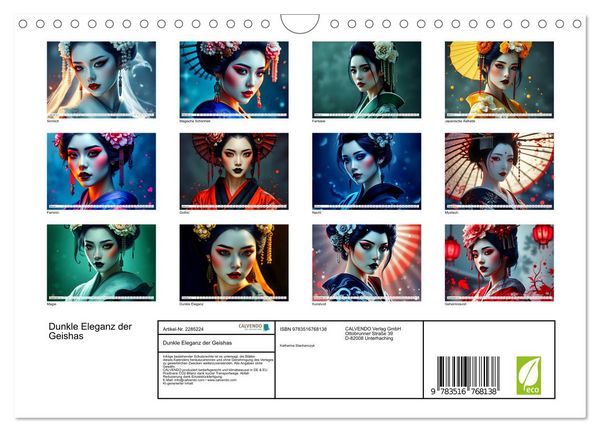 Produktbild: Dunkle Eleganz der Geishas (Wandkalender 2027 DIN A4 quer), CALVENDO Monatskalender