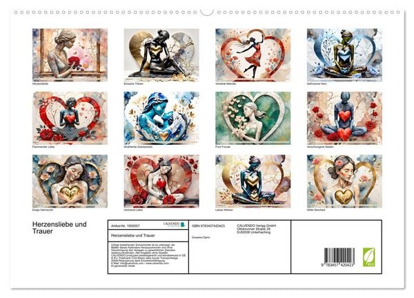 Produktbild: Herzensliebe und Trauer (hochwertiger Premium Wandkalender 2026 DIN A2 quer), Kunstdruck in Hochglanz