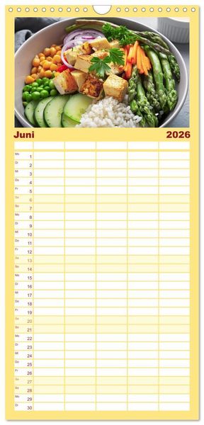 Produktbild: Familienplaner 2026 - Vegane Bowls - Eine Sch&uuml;ssel voller Geschmack mit 5 Spalten (Wandkalender, 21 x 45 cm) CALVENDO