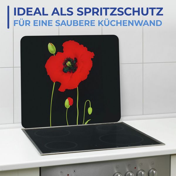 Produktbild: Multi-Platte Mod. Mohn, Spritzschutz, Herdblende, Schneidbrett