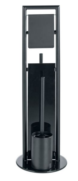 Produktbild: Stand WC-Garnitur Mod. Ravina, Schwarz, mit Ersatzrollenhalter f&uuml;r 3 Rollen