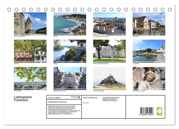 Produktbild: Lieblingsland Frankreich (Tischkalender 2027 DIN A5 quer), CALVENDO Monatskalender
