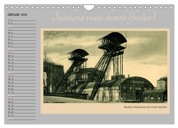 Produktbild: Saarland - vunn domols (frieher) (Wandkalender 2026 DIN A4 quer), CALVENDO Monatskalender