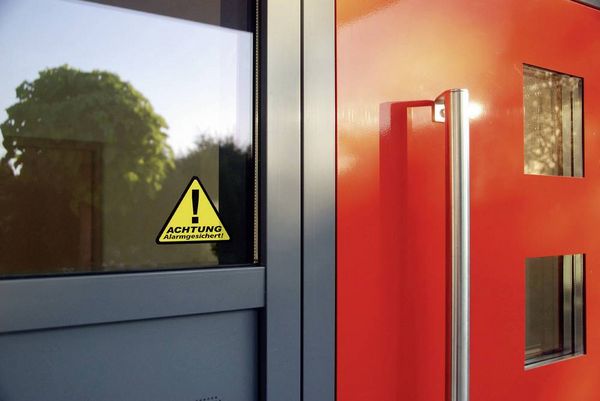 Produktbild: PENTATECH 40201 Warnaufkleber Achtung Alarmgesichert Sprachen Deutsch 3er Set (B x H) 85 mm x 70 mm