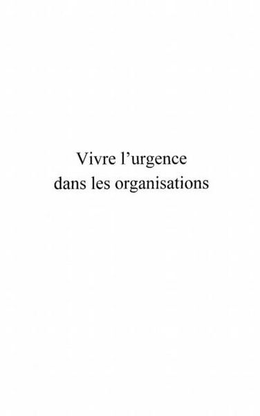 Produktbild: Vivre l'urgence dans les organisations