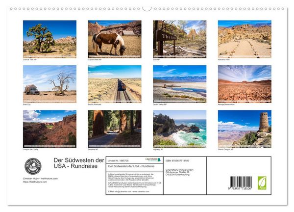 Produktbild: Der S&uuml;dwesten der USA - Rundreise (hochwertiger Premium Wandkalender 2026 DIN A2 quer), Kunstdruck in Hochglanz
