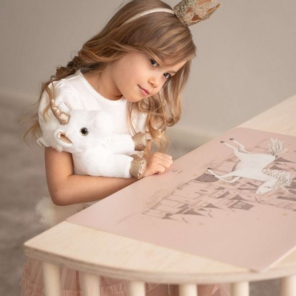 Produktbild: Scriptum Schreibtischunterlage f&uuml;r Kinder Schloss mit Einhorn rosa - 60 x 40 cm, aus premium Vinyl