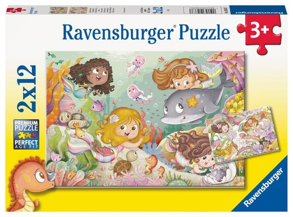 Produktbild: Kinderpuzzle 2x12 Teile - Kleine Feen und Meerjungfrauen