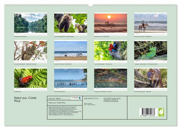 Produktbild: Natur pur, Costa Rica (hochwertiger Premium Wandkalender 2026 DIN A2 quer), Kunstdruck in Hochglanz