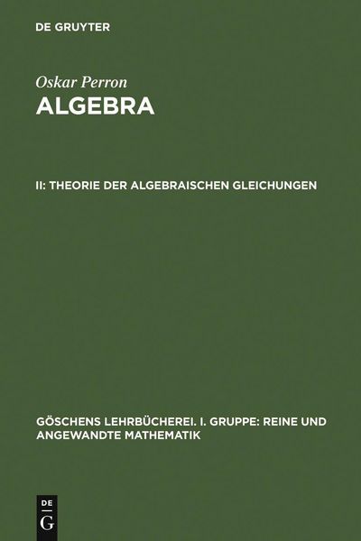 Produktbild: Theorie der algebraischen Gleichungen