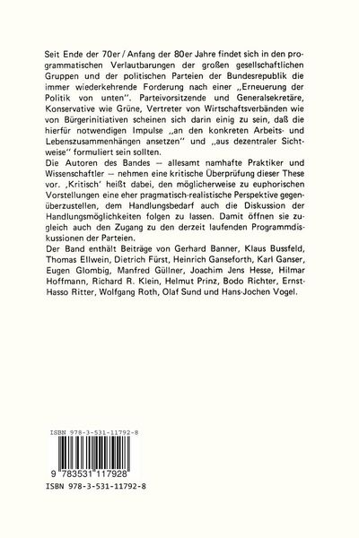 Produktbild: Erneuerung der Politik &bdquo;von unten&ldquo;?