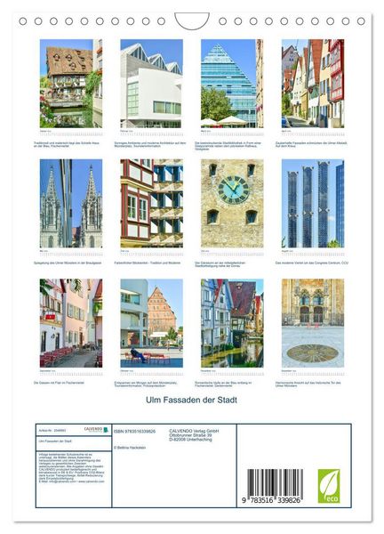 Produktbild: Ulm Fassaden der Stadt (Wandkalender 2026 DIN A4 hoch), CALVENDO Monatskalender