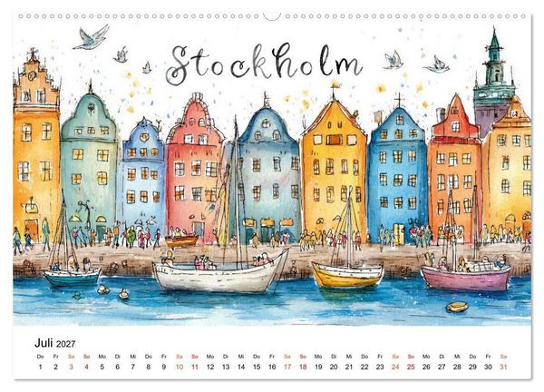 Produktbild: St&auml;dte - Weltreise in Bunt (hochwertiger Premium Wandkalender 2027 DIN A2 quer), Kunstdruck in Hochglanz