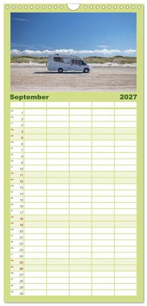 Produktbild: Familienplaner 2027 - D&auml;nemark - Mit dem Wohnmobil durch J&uuml;tland mit 5 Spalten (Wandkalender, 21 x 45 cm) CALVENDO