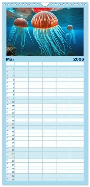 Produktbild: Familienplaner 2026 - Tief unten im Meer Unterwasser Fantasy mit 5 Spalten (Wandkalender, 21 x 45 cm) CALVENDO