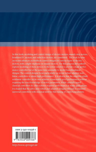 Produktbild: Modeling and Adaptive Nonlinear Control of Electric Motors