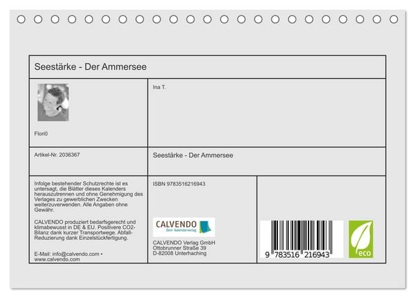 Produktbild: Seest&auml;rke - Der Ammersee (Tischkalender 2026 DIN A5 quer), CALVENDO Monatskalender