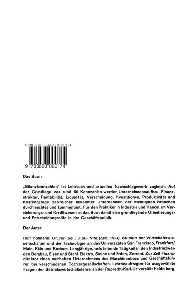 Produktbild: Bilanzkennzahlen