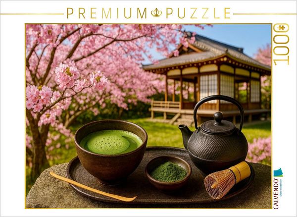 Produktbild: CALVENDO Puzzle Japan: Matcha und Kirschbl&uuml;te | 1000 Teile Lege-Gr&ouml;&szlig;e 64x48cm Foto-Puzzle f&uuml;r gl&uuml;ckliche Stunden