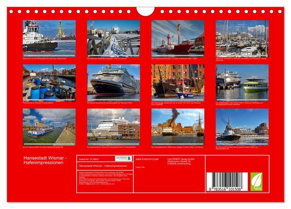 Produktbild: Hansestadt Wismar - Hafenimpressionen (Wandkalender 2026 DIN A4 quer), CALVENDO Monatskalender