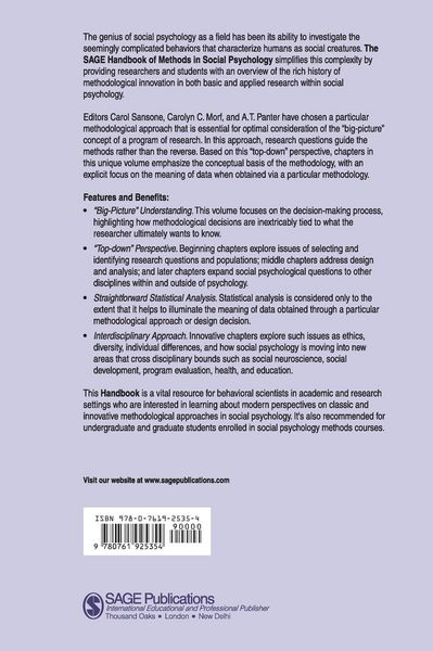 Produktbild: The Sage Handbook of Methods in Social Psychology