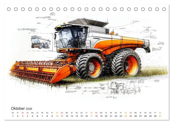 Produktbild: M&auml;hdrescher - Design Studien (Tischkalender 2026 DIN A5 quer), CALVENDO Monatskalender