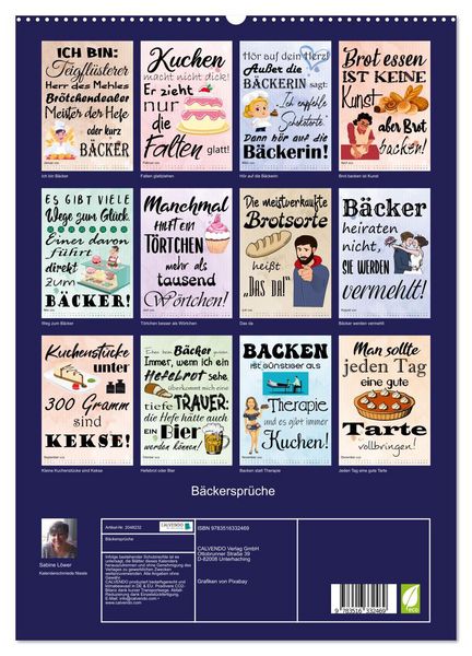 Produktbild: B&auml;ckerspr&uuml;che (hochwertiger Premium Wandkalender 2026 DIN A2 hoch), Kunstdruck in Hochglanz