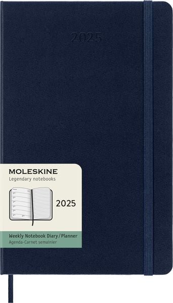 Moleskine 12 Monate Wochen Notizkalender 2025, Large/A5, Fester Einband, Saphir