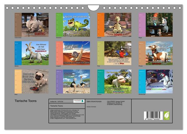 Produktbild: Tierische Toons (Wandkalender 2026 DIN A4 quer), CALVENDO Monatskalender