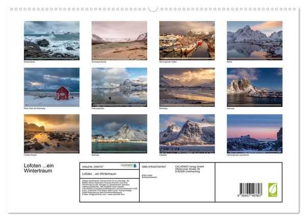 Produktbild: Lofoten ...ein Wintertraum (hochwertiger Premium Wandkalender 2026 DIN A2 quer), Kunstdruck in Hochglanz