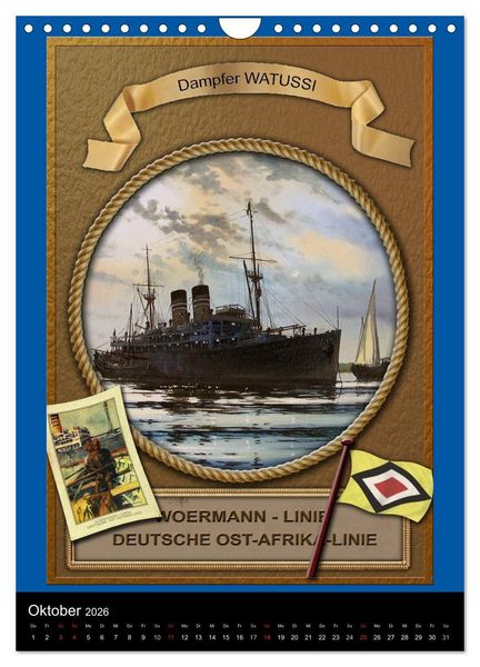 Produktbild: Deutsche Handelsschiffe vor 1945 (Wandkalender 2026 DIN A4 hoch), CALVENDO Monatskalender