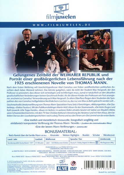 Produktbild: Thomas Mann: Unordnung und fr&uuml;hes Leid (Filmjuwelen)