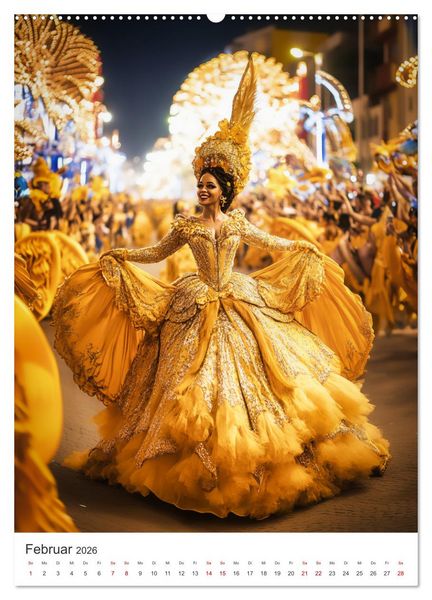 Produktbild: Tanzende Farben - Rio de Janeiro im Takt des Karnevals (hochwertiger Premium Wandkalender 2026 DIN A2 hoch), Kunstdruck in Hochglanz