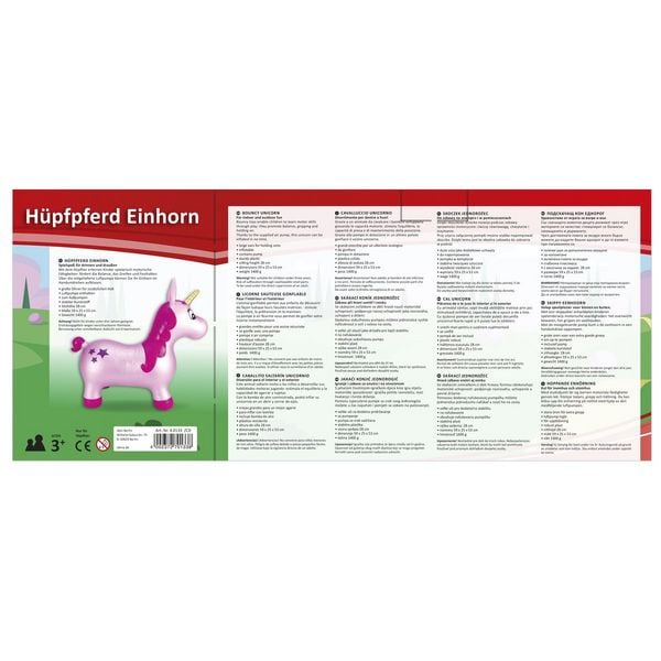 Produktbild: Idena H&uuml;pfpferd Einhorn mit Sternen pink 59x23x53cm