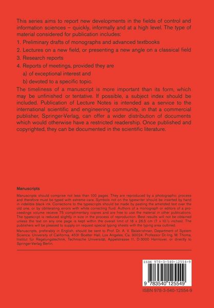 Produktbild: Control Theory for Distributed Parameter Systems and Applications