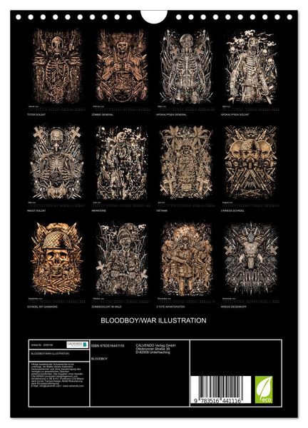Produktbild: BLOODBOY/WAR ILLUSTRATION (Wandkalender 2026 DIN A4 hoch), CALVENDO Monatskalender