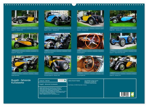 Produktbild: Bugatti - fahrende Kunstwerke (Wandkalender 2026 DIN A2 quer), CALVENDO Monatskalender