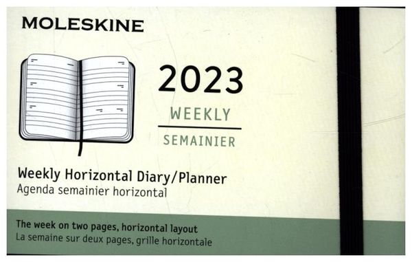 Moleskine 12 Monate Wochenkalender 2023, Large/A5, 1 Wo = 2 Seiten, horizontal, Kt, Schwarz
