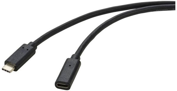 Produktbild: Renkforce USB-Kabel USB 3.2 Gen2x2 USB-C&reg; Stecker, USB-C&reg; Buchse 1.00 m Schwarz PVC-Mantel RF-4755220