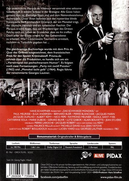 Produktbild: Das schwarze Monokel (Le monocle noir) / Spannender Kriminalfilm mit pechschwarzem Humor (Pidax Film-Klassiker)