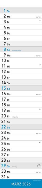 Produktbild: Streifenplaner BLAU 2026 - Streifenkalender - Wandplaner - Küchen-Kalender - 11,3x49,5