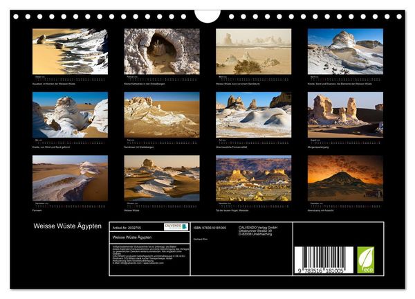 Produktbild: Weisse W&uuml;ste &Auml;gypten (Wandkalender 2026 DIN A4 quer), CALVENDO Monatskalender
