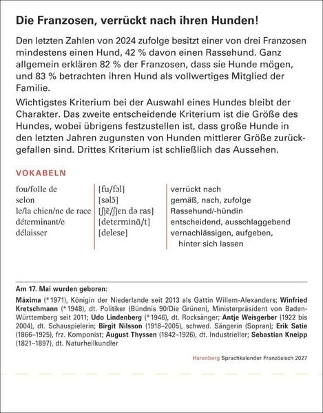 Produktbild: Franz&ouml;sisch Sprachkalender 2027 - Franz&ouml;sisch lernen leicht gemacht - Tagesabrei&szlig;kalender