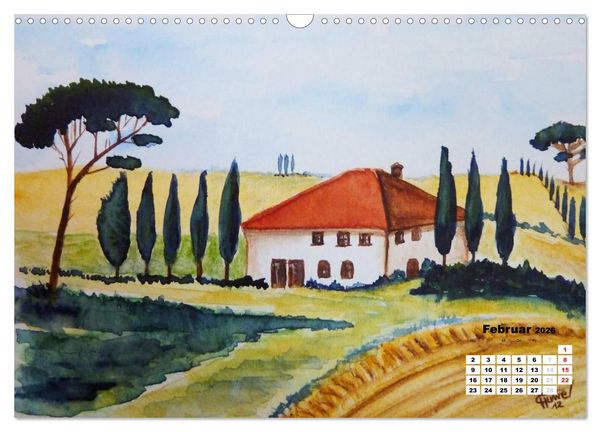 Produktbild: Toskana in Aquarell (Wandkalender 2026 DIN A3 quer), CALVENDO Monatskalender