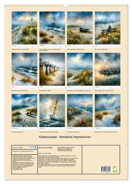 Produktbild: K&uuml;stenzauber - Nordische Impressionen (Wandkalender 2027 DIN A2 hoch), CALVENDO Monatskalender