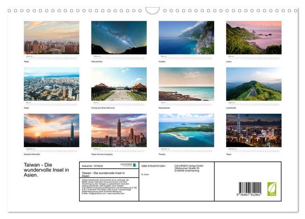 Produktbild: Taiwan - Die wundervolle Insel in Asien. (Wandkalender 2026 DIN A3 quer), CALVENDO Monatskalender